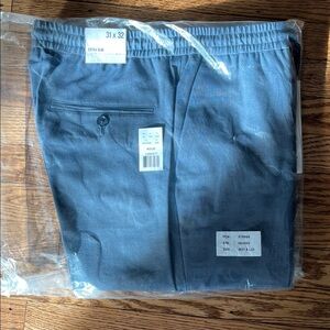 Extra Slim Navy Wool-Blend Washable Modern Tech Drawstring Suit Pant